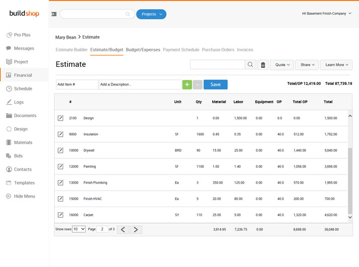 Estimating Software for Remodeling Contractors